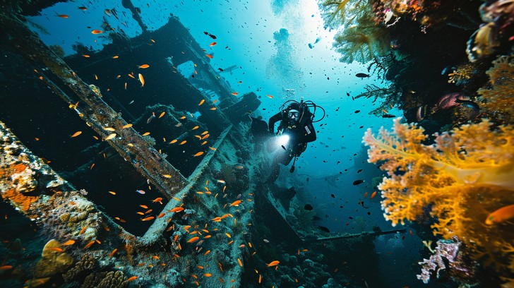 Diving Exploration Examples Free Underwater Dive Exploration Image - Underwater, Diver, Shipwreck ...