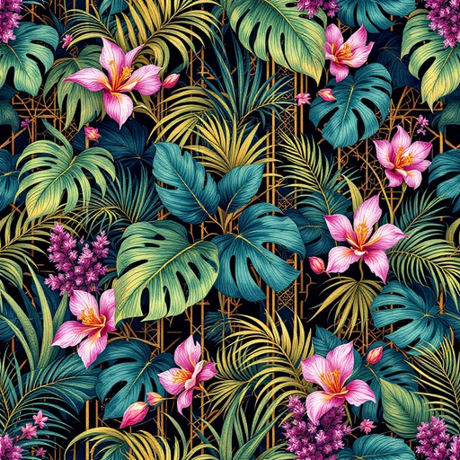 Tropical Patterns. Rectangular Free Tropical Geometric Paradise Image - Tropical, Pattern, Botanical ...
