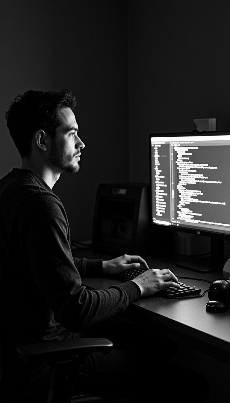 Free Programming in shadows Image - Programmer, Code, Monochrome ...