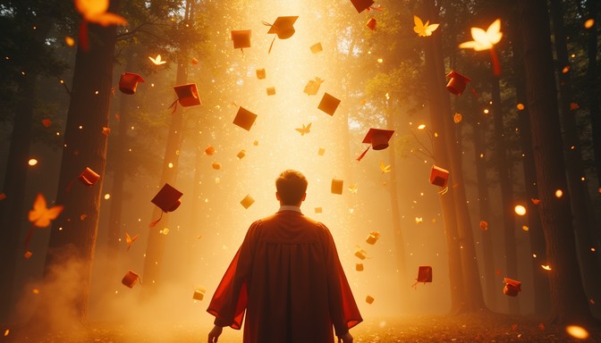 Triumphant Graduate Free Golden Graduation Transformation Image - Graduation, Achievement ...