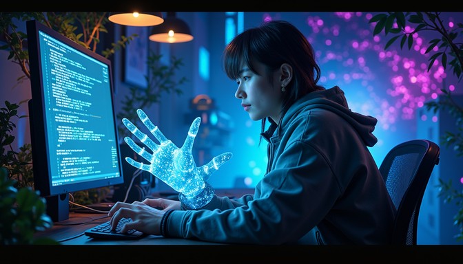 Free Phantom Code Weaver Image - Programmer, Cyberpunk, Holographic ...