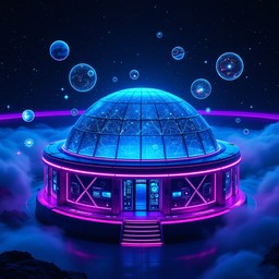 Pink Observatory Free Neon Space Observatory Image - Cyberpunk, Observatory, Futuristic ...
