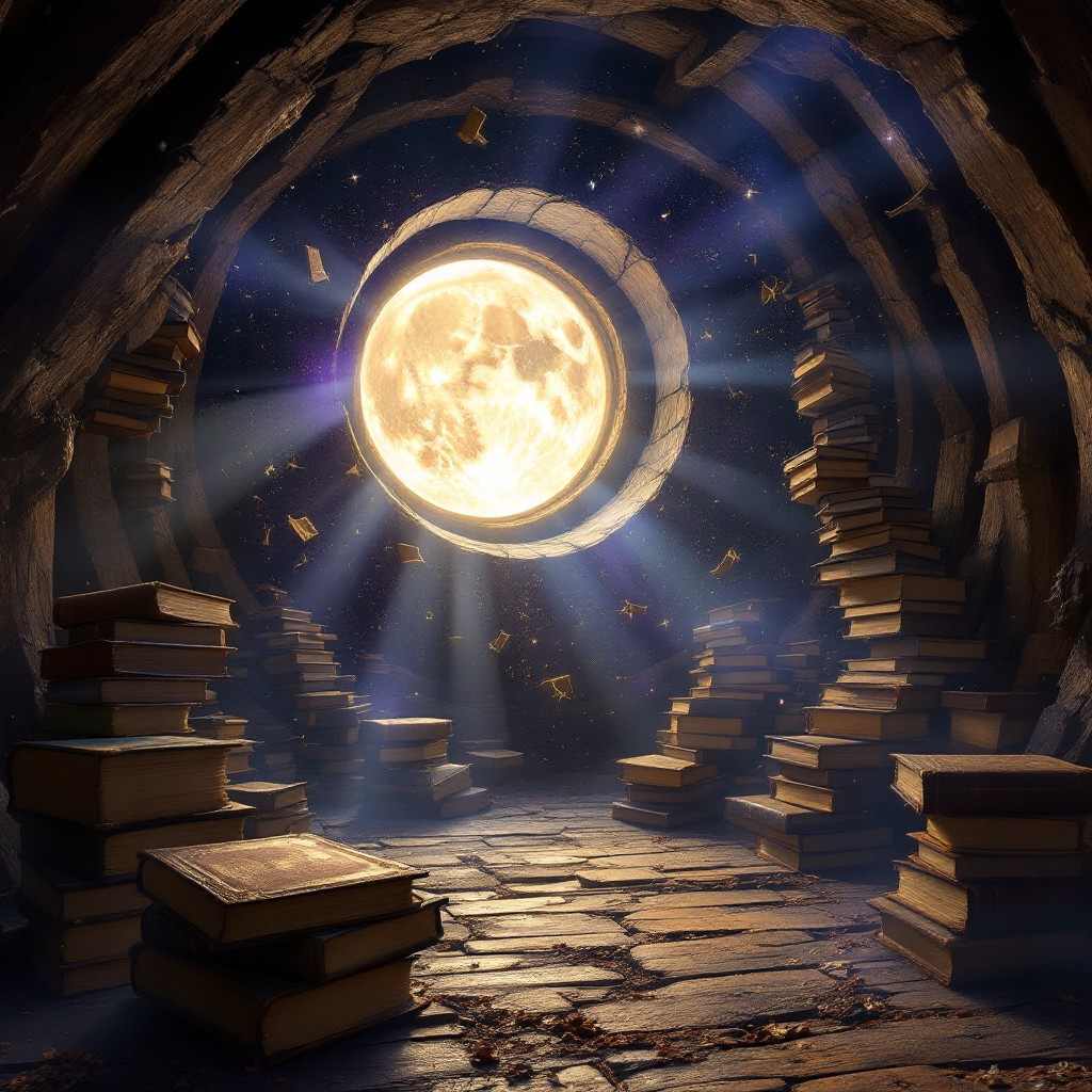 Free Moonlit Library Portal Image - Moonlight, Books, Attic | Download ...