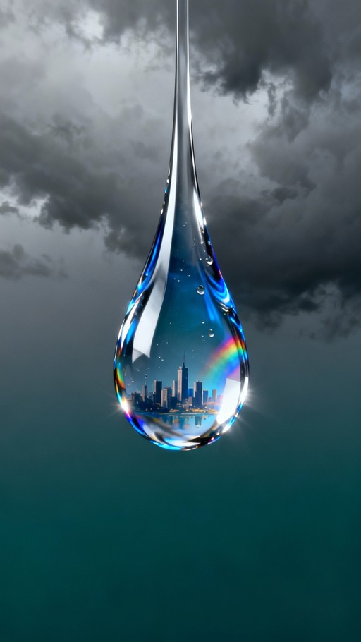 Perfect Inverted Raindrop Free City Within Droplet Image | Download at StockCake