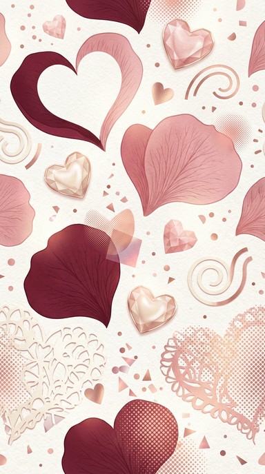 Patterned Heartd Elegant seamless Valentine's pattern with rose pink and burgundy hearts ...