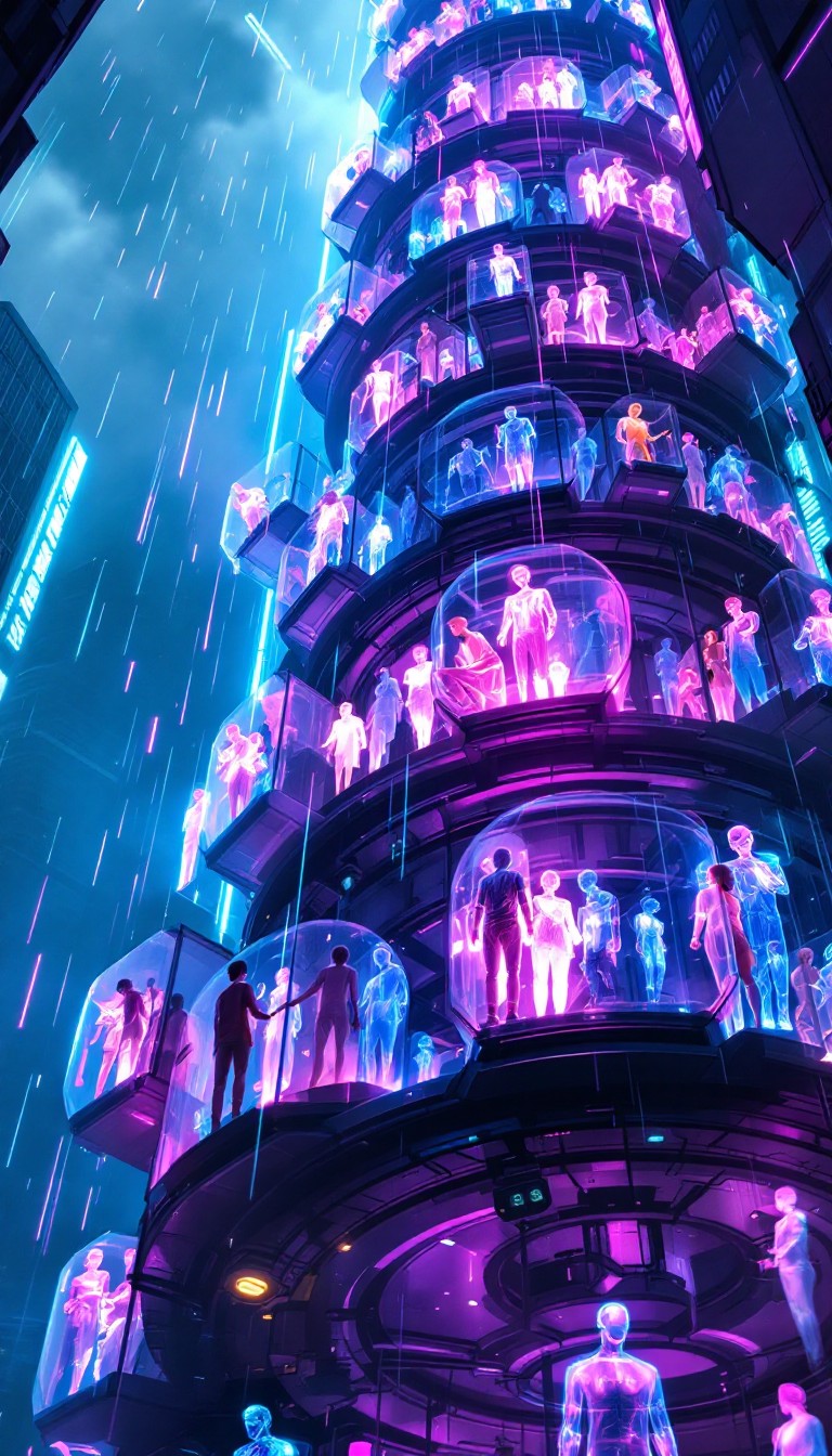 Free Neon Tower Community Photo - Cyberpunk, Neon, Holographic ...