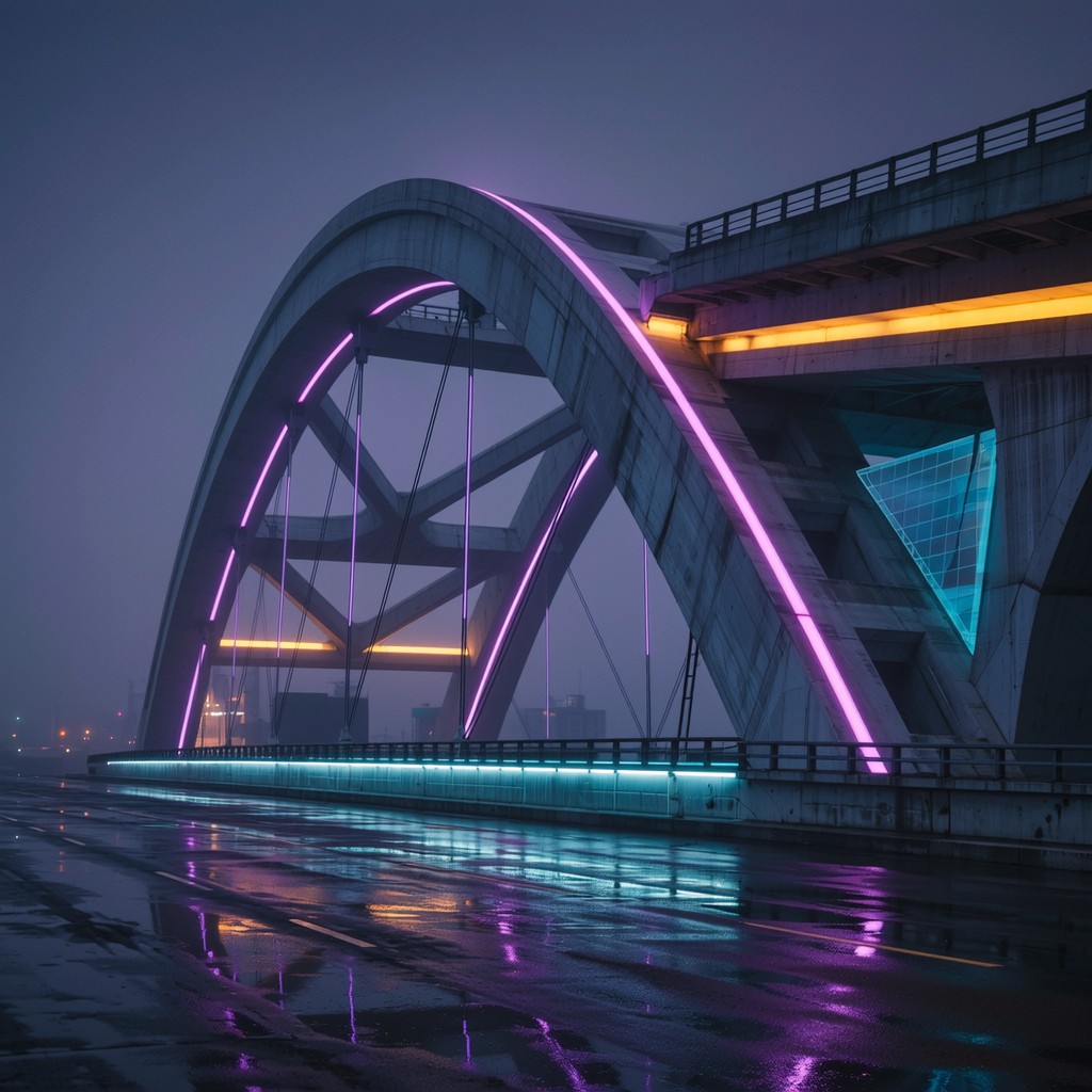 Free Cyberpunk Concrete Architecture Image - Cyberpunk, Neon, Bridge ...