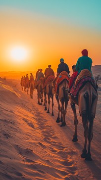 Sunset Camel Ride Free Sunset Camel Ride Image - Sunset, Desert, Camels | Download at ...