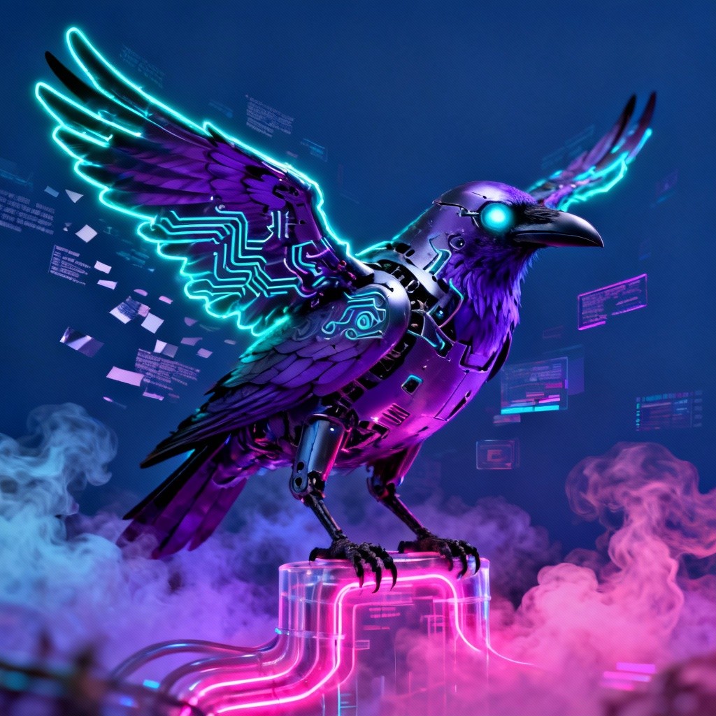 Free Cybernetic Raven Glows Image - Cyberpunk, Raven, Mechanical ...