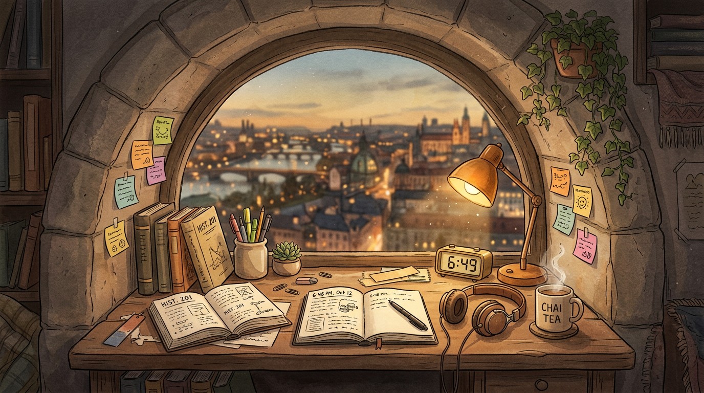 Free Cozy Study Sanctuary Image - Study, Desk, Cozy | Download at StockCake