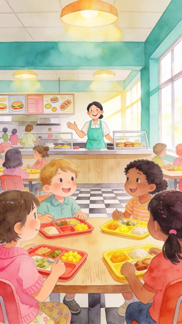 Free Lunchtime Friends Together Image - Cafeteria, Children, Lunchtime ...