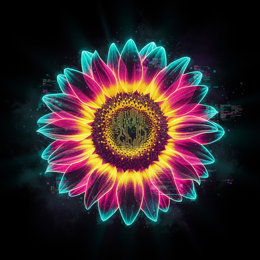 Free Neon Sunflower Glow Image - Sunflower, Neon, Cyberpunk | Download ...