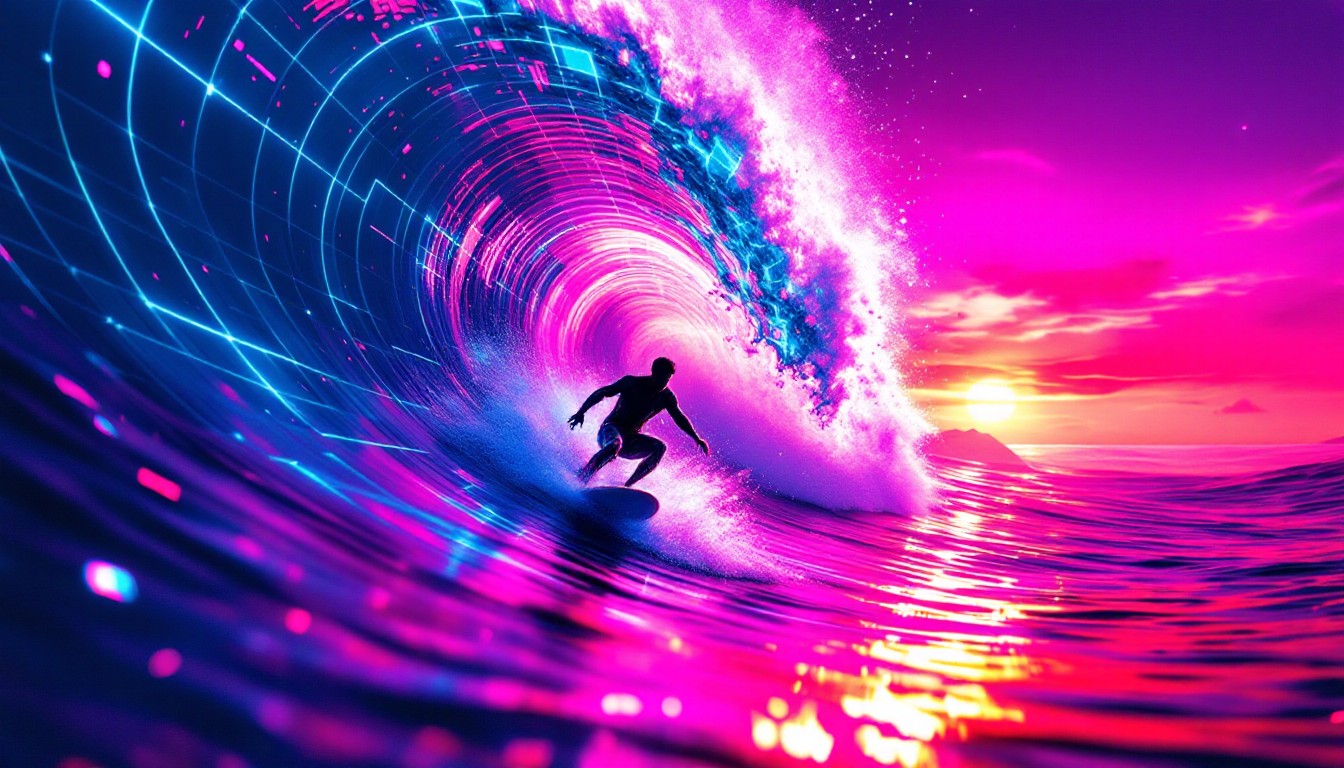 Neon Wave Riding Free Neon Wave Rider Image - Cyberpunk, Synthwave, Neon | Download at ...