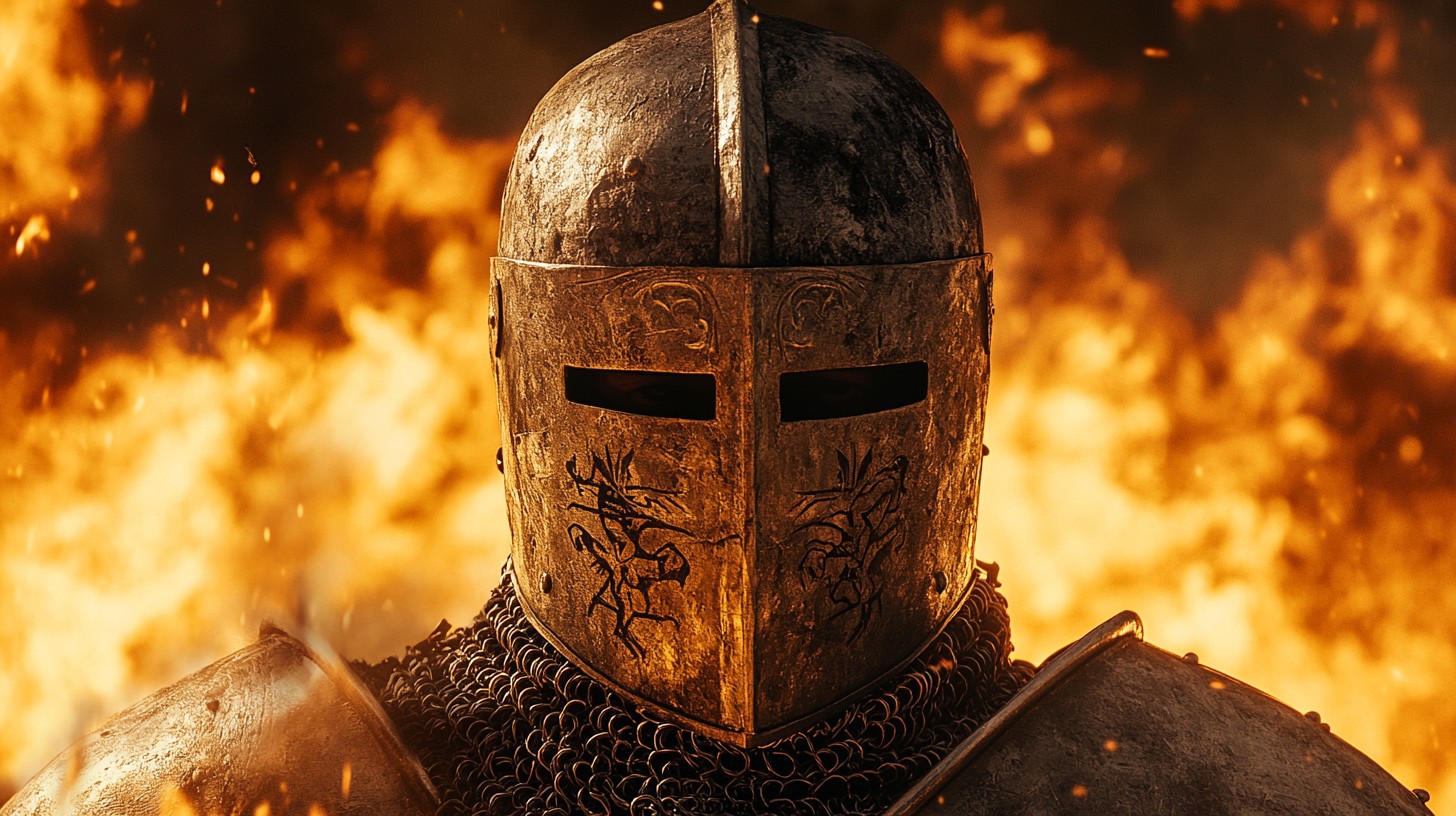 Free Fiery Knight Stands Image - Knight, Fire, Helmet | Download at ...