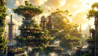 Solar Punk Renaissance Free Green Industrial Renaissance Image - Solarpunk, Geodesic, Eco ...