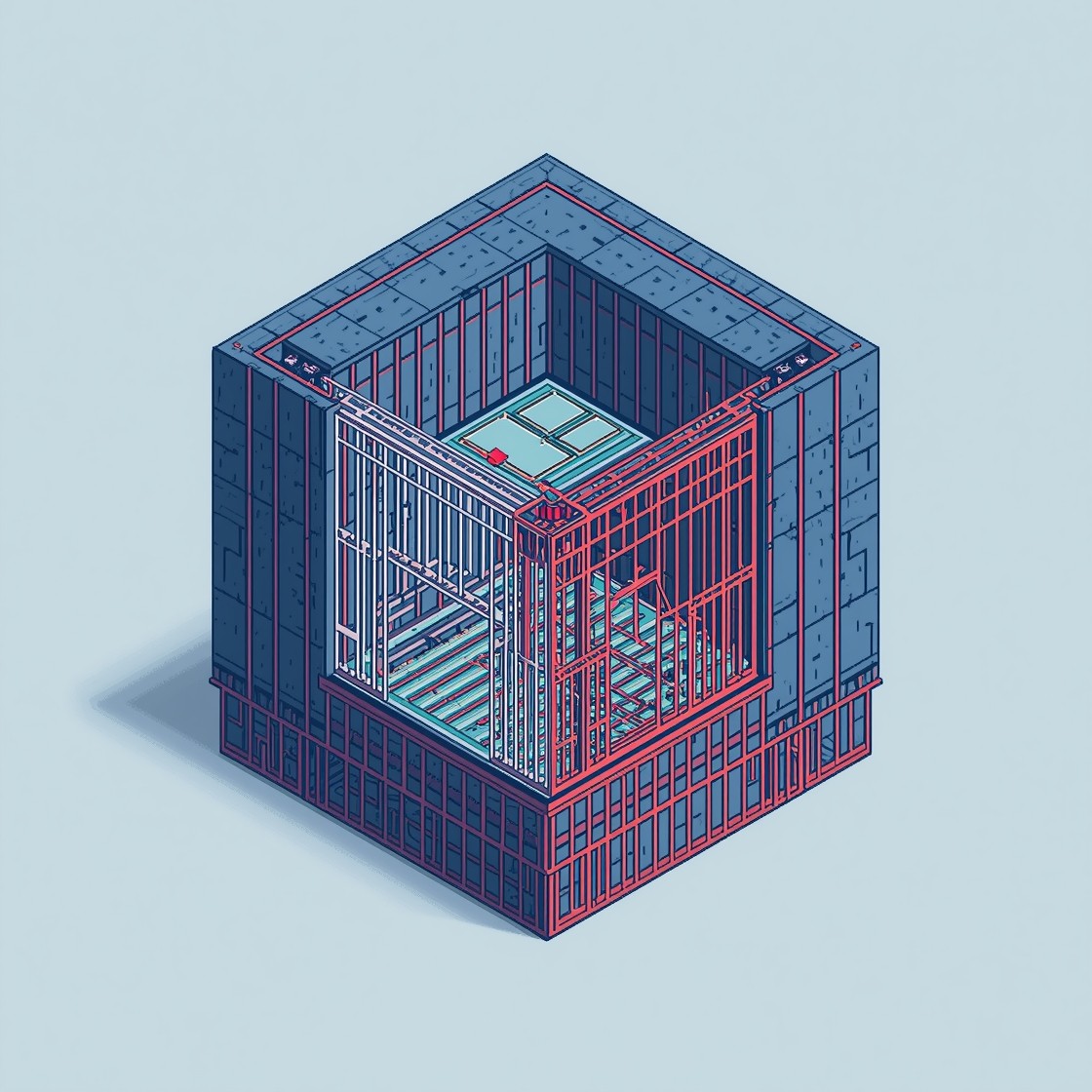 Free Structural Blueprint Cube Image - Isometric, Pixel, Cube ...