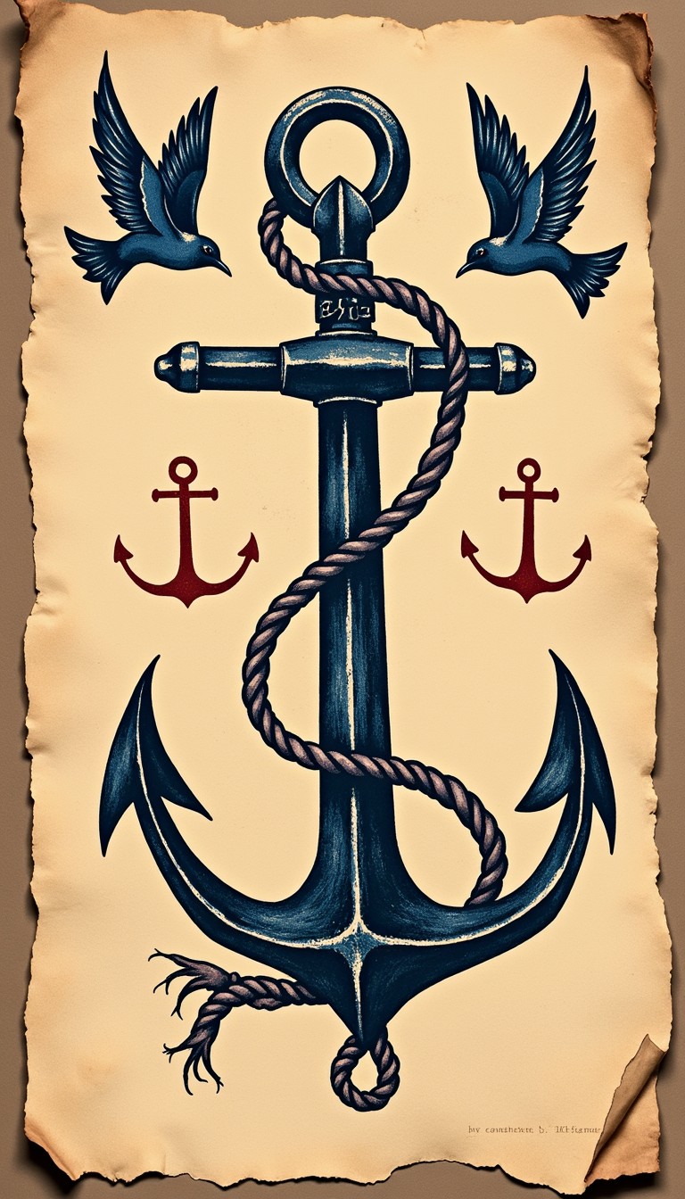 Nautical Design Examples Free Traditional Nautical Design Image - Anchor, Nautical, Tattoo ...