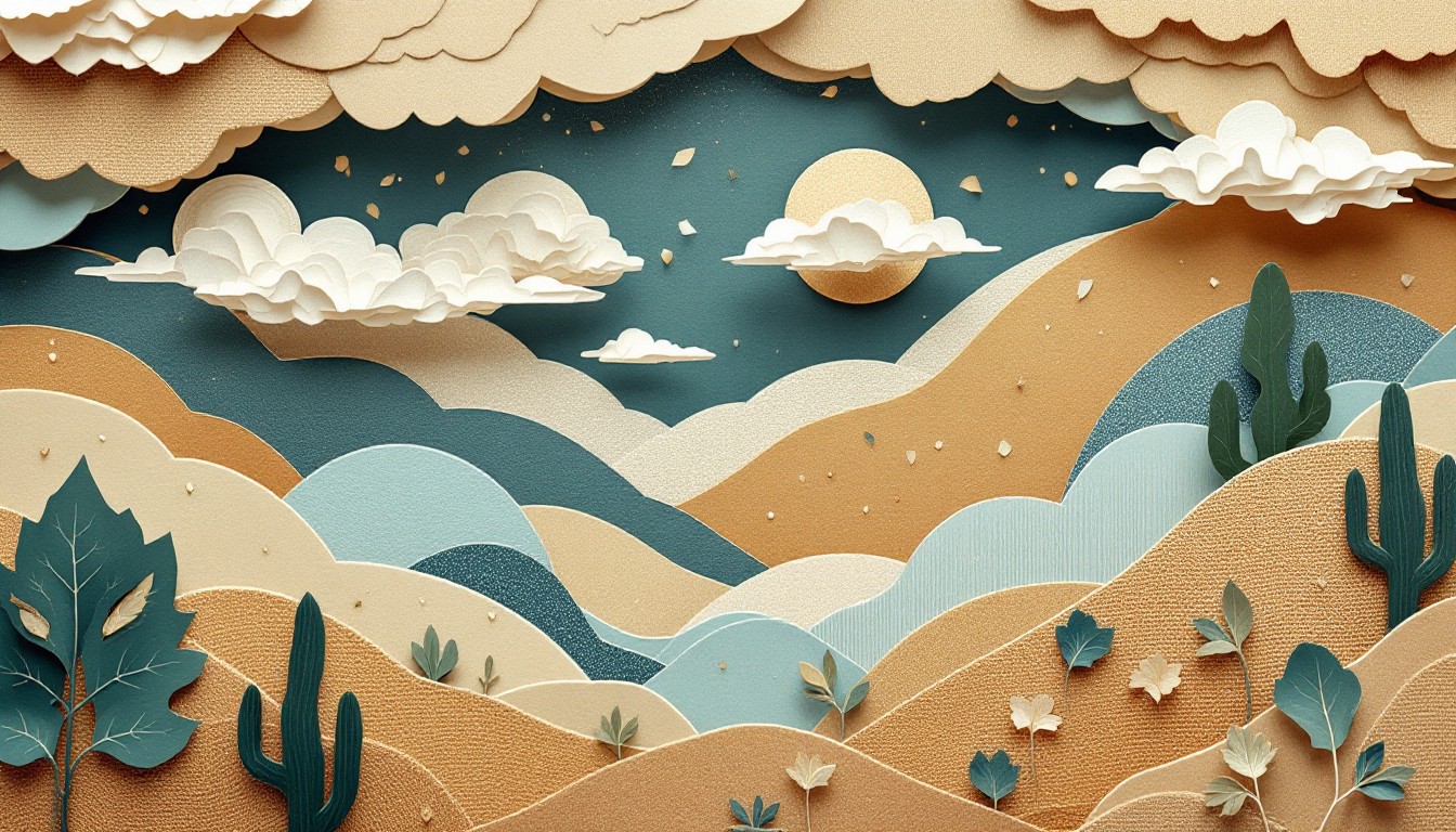 Free Layered Paper Landscape Image - Papercraft, Collage, Landscape