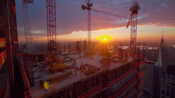 Building Completed Sunset Free Sunset Construction Site Image - Sunset, Construction, Crane ...