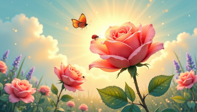 Free Glowing Rose Wonder Image - Rose, Butterfly, Ladybug | Download at ...