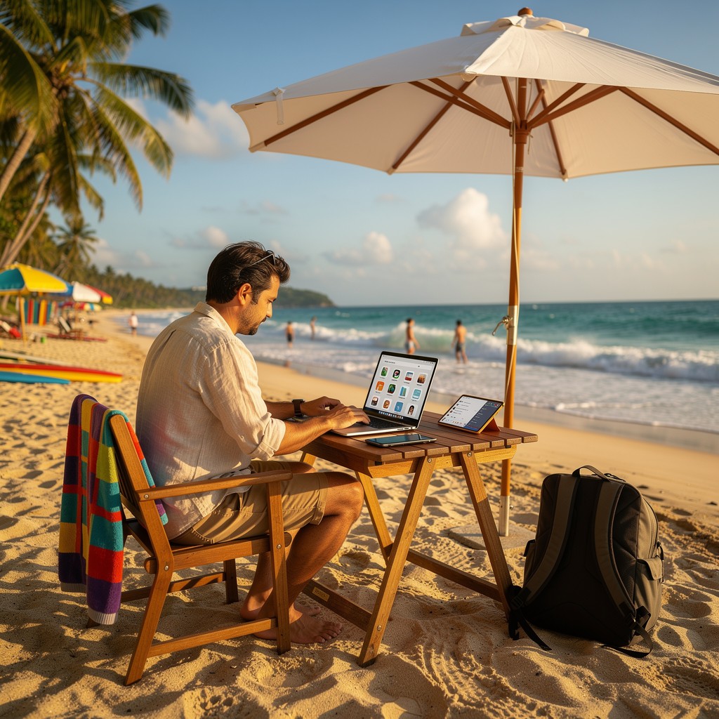 Free Beach Office Life Image - Beach, Laptop, Tropical | Download at ...