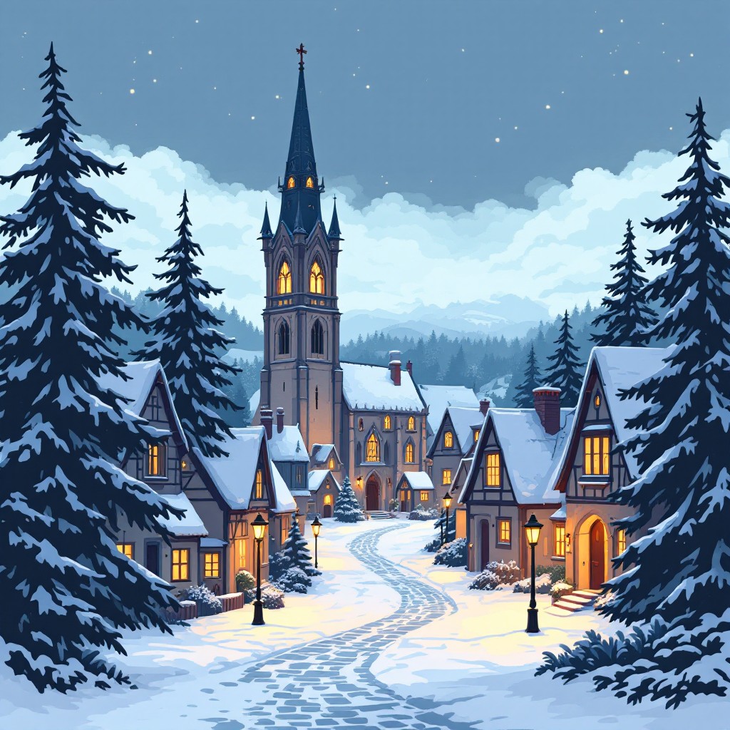 Free Snowy Village Twilight Image - Village, Winter, Snow | Download at ...