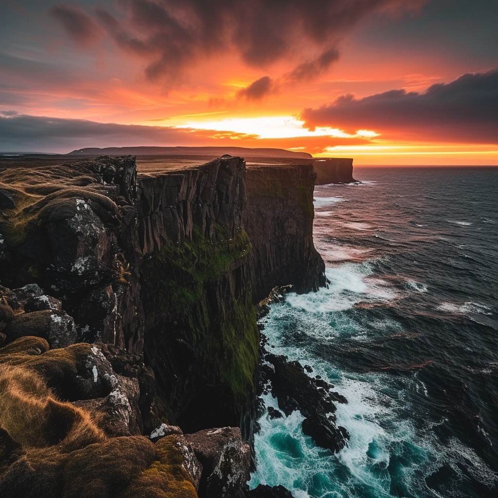 Free Cliffside Sunset View Image - Sunset, Cliffs, Ocean | Download at ...