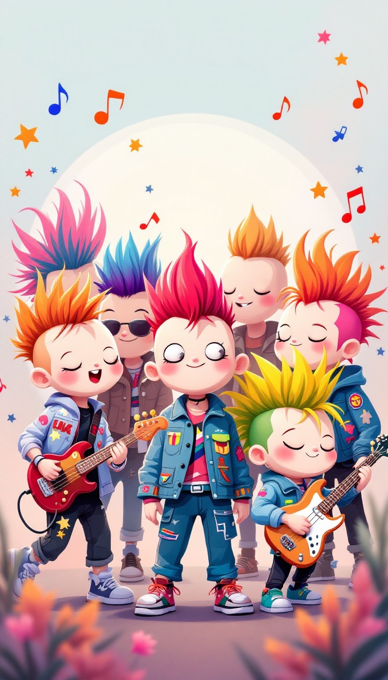 Punk Rock Rugrats Free Punk Kids Rock Image - Punk, Kawaii, Mohawk | Download at StockCake