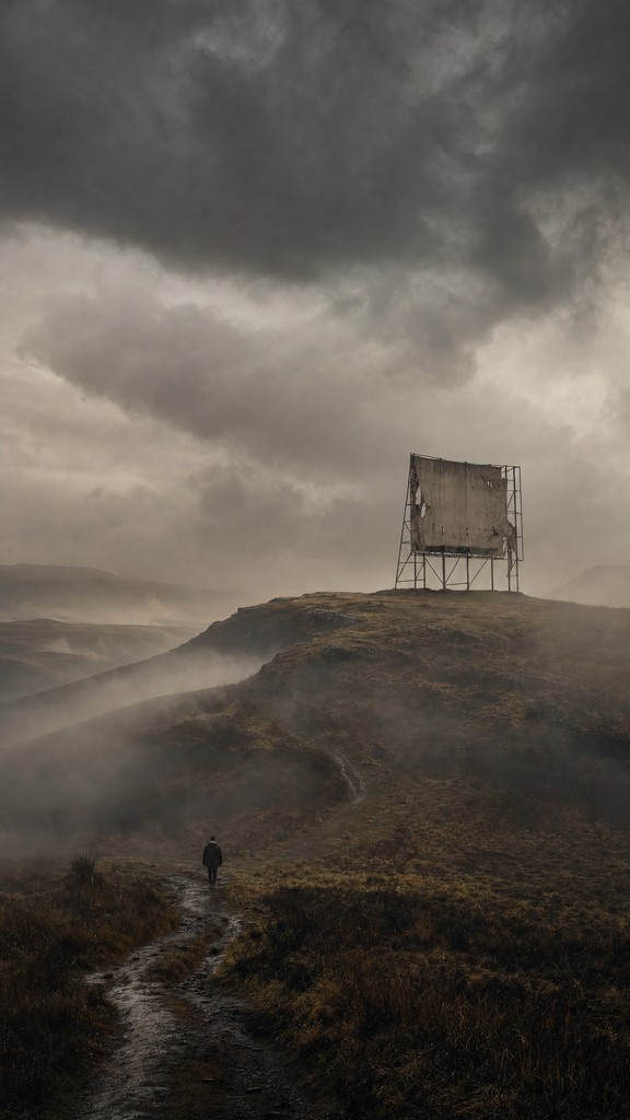 Download Lonely Billboard Moor Image - Moor, Fog, Billboard | StockCake