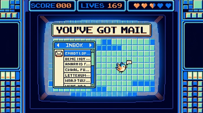 Retro 8-bit pixel art of a tiny orange and cream bird flying over a ...
