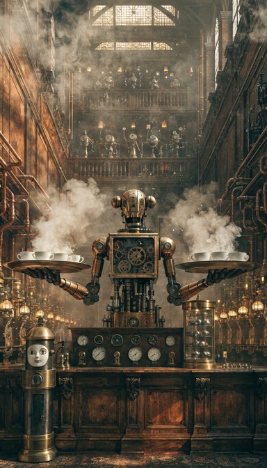 Mech Butler Free Steampunk Service Hall Image - Steampunk, Victorian, Mechanical ...