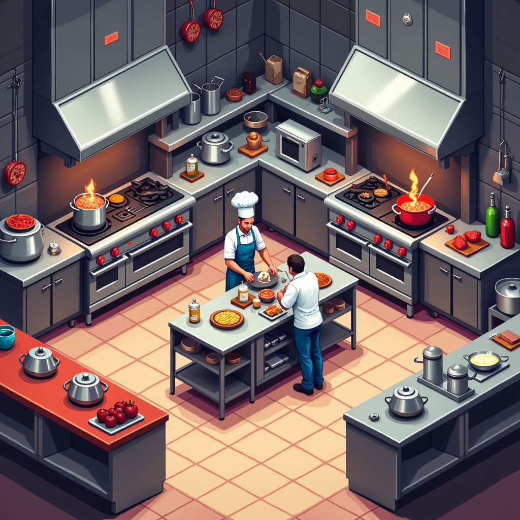 Free Busy Pixelated Kitchen Image - Kitchen, Pixelart, Isometric ...