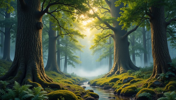 Free Enchanted Forest Stream Image - Forest, Trees, Sunbeams | Download ...
