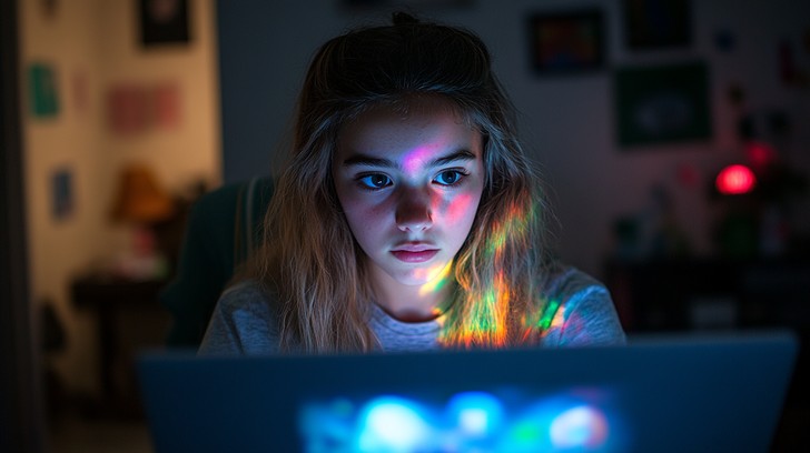 Free Late-night computer usage Image - Woman, Laptop, Colorful ...