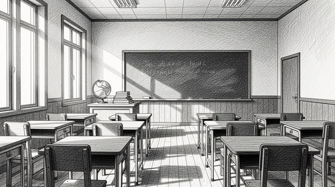 Free Empty Classroom Sketch Image - Classroom, Sketch, Pencil ...