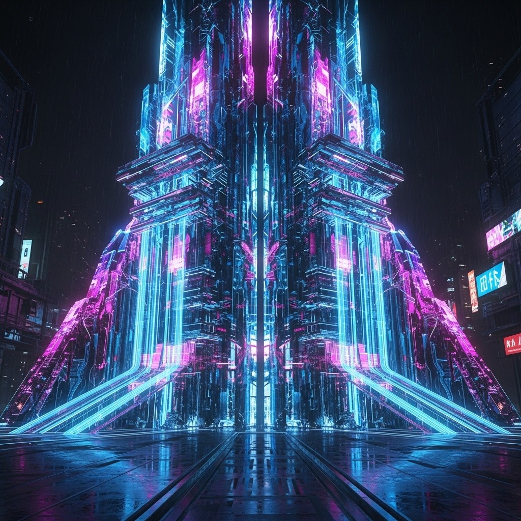 Free Neon Crystal Tower Image - Cyberpunk, Neon, Crystal | Download at ...