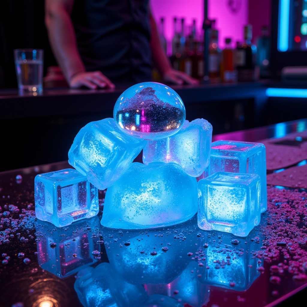 Free Glowing Ice Cubes Image - Ice, Cyberpunk, Neon | Download at StockCake