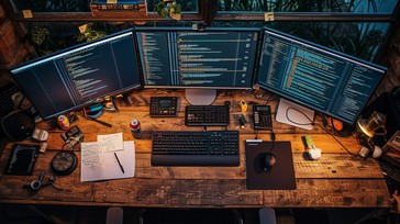 Programmer Computer Desk Setup Free Programmer's Workspace Setup Image - Programming, Workspace ...