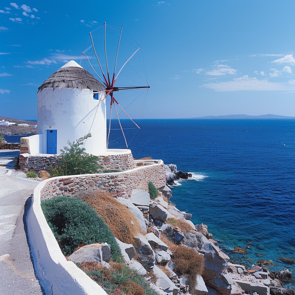 Free Iconic Windmill View Image - Windmill, Sea, Blue | Download at ...