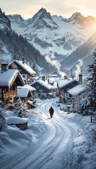 Free Snowy Village Path Image - Alpine, Winter, Snow | Download at ...
