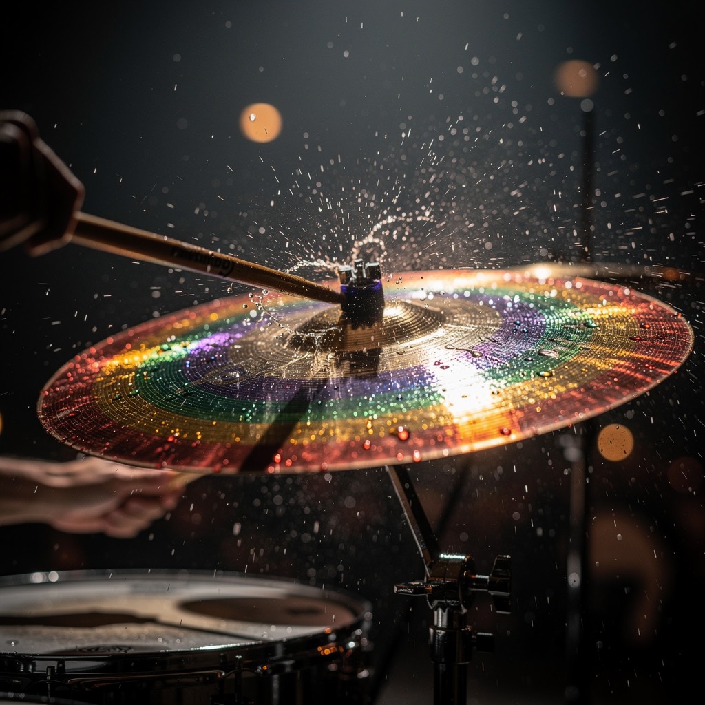 Free Rainbow Cymbal Explosion Image - Cymbal, Rainbow, Drumstick ...