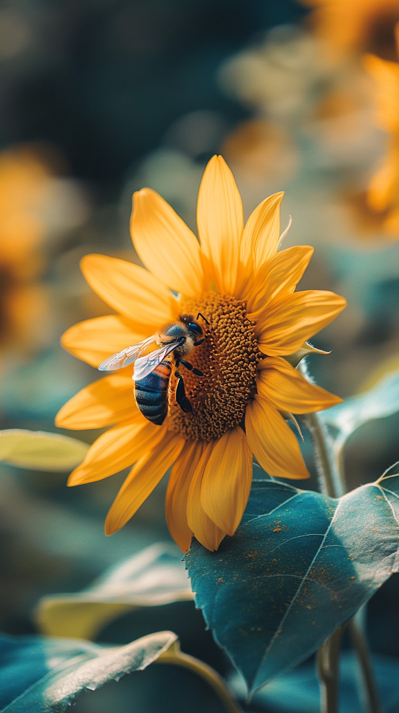 Free Sunflower with Bee Image - Sunflower, Bee, Nature | Download at ...