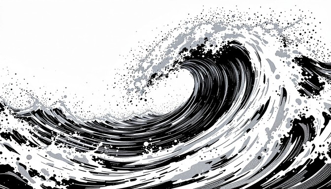 Free Powerful Ocean Wave Image - Wave, Ocean, Ink | Download at StockCake