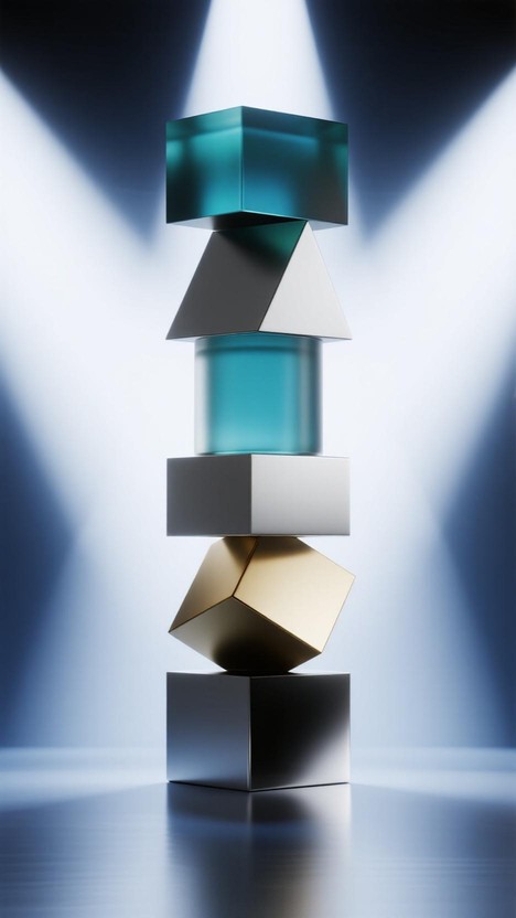 Free Stacked Luminous Cubes Image - Geometric, Reflective, Totem ...