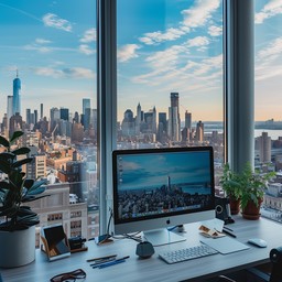 Free City View Workspace Image - Sunset, Cityscape, Desk | Download at ...