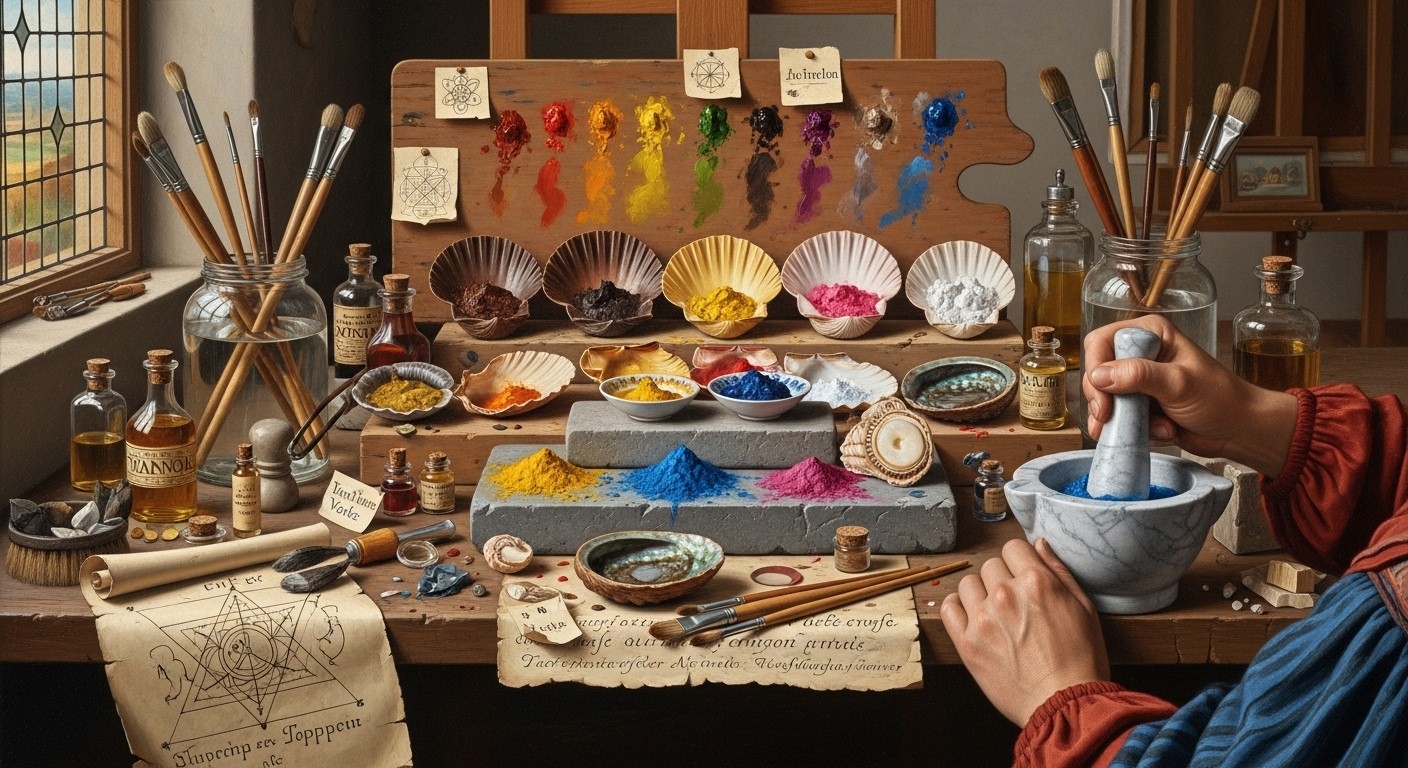 Free Traditional Color Craft Image - Pigments, Palette, Seashells ...