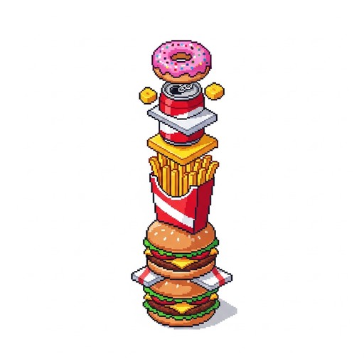 Free Pixel Food Tower Image - Pixel, Retro, Food | Download at StockCake