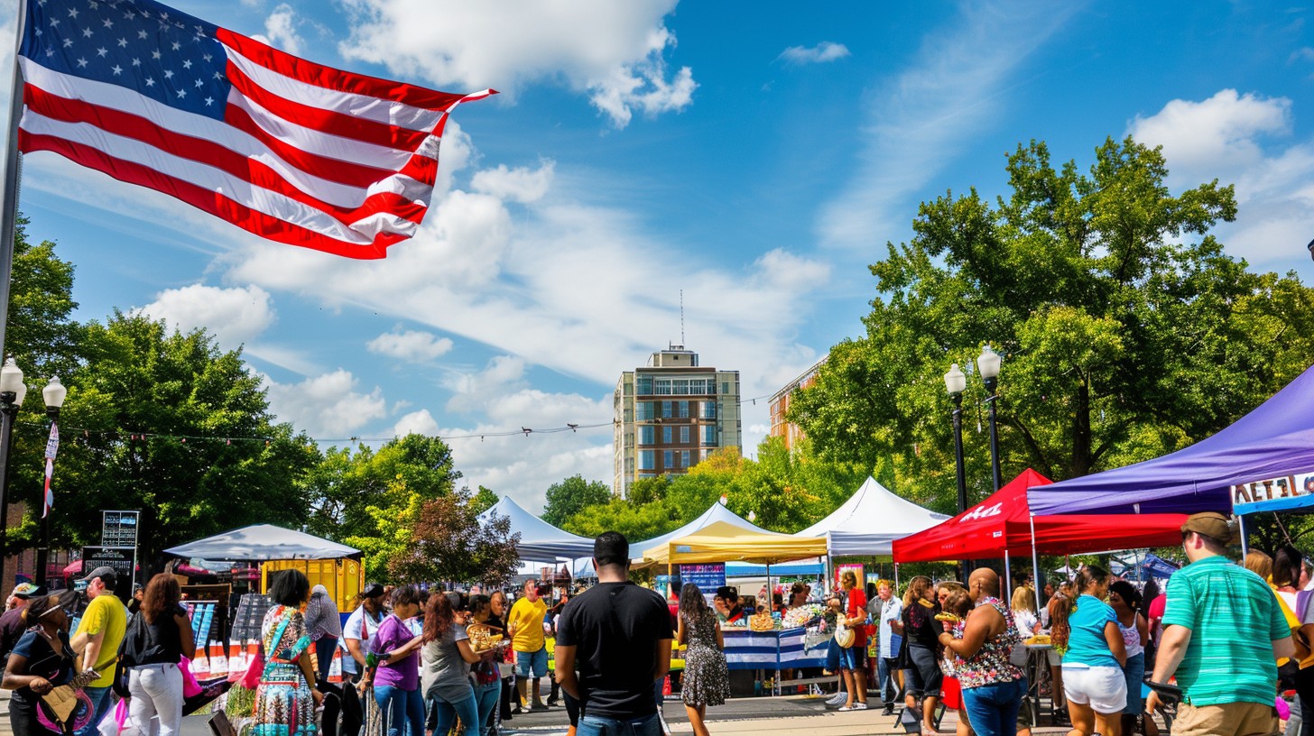 Free Festive Outdoor Event Image - Street Fair, American Flag, Sunny ...