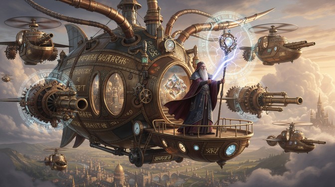 Free Wizard's Steampunk Airship Image - Wizard, Steampunk, Airship ...