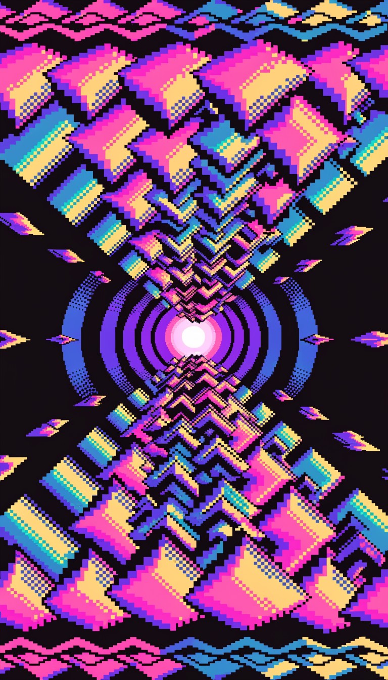 Free Neon Pixel Cascade Image - Pixel, Retro, 8bit | Download at StockCake